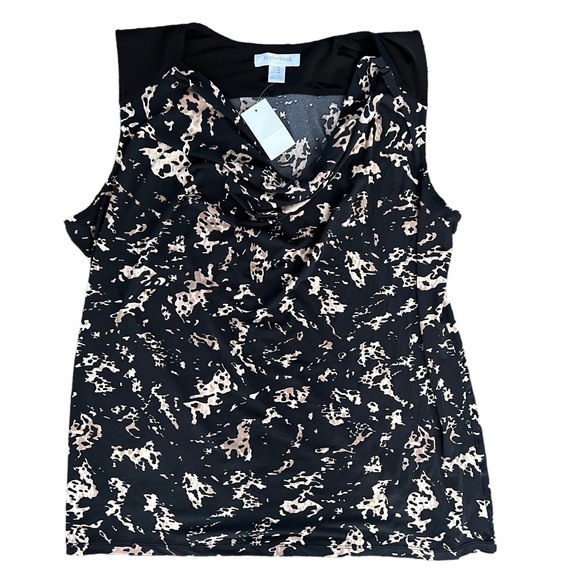 NWT Motherhood Maternity Black Tan Sleeveless Animal Print Cowl Neck Top size XL - Picture 3 of 8